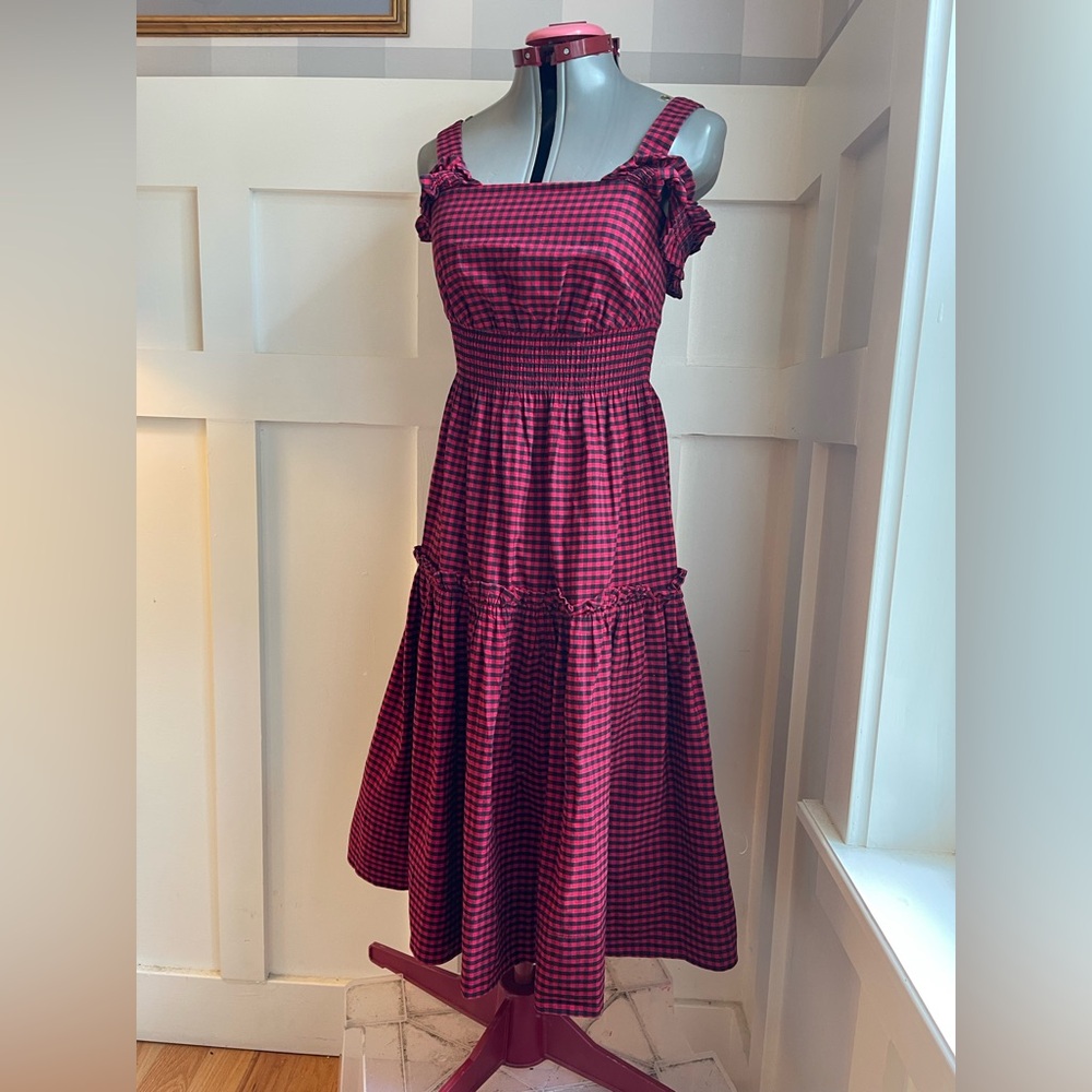Vero Moda Red Checkered Midi Dress